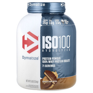 Dymatize, ISO100® Hidrolisado, 100% de Isolado de Proteína Whey, Manteiga de Amendoim com Chocolate, 2,3 kg (5 lb)