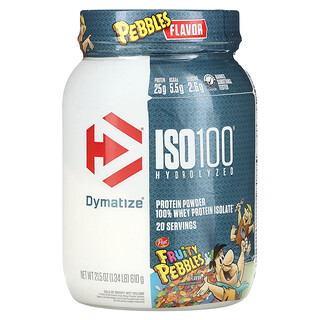 Dymatize, ISO100® Hydrolyzed, 100% Whey Protein Isolate, Fruity Pebbles, 1.34 lbs (610 g)