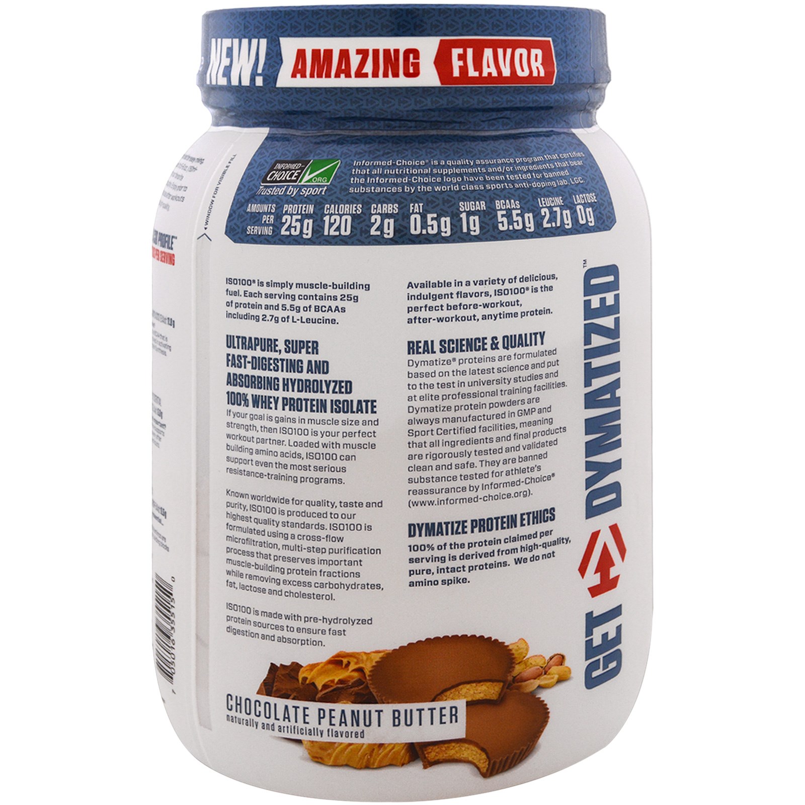 Dymatize Nutrition, ISO 100 Hydrolyzed, 100 Whey Protein Isolate