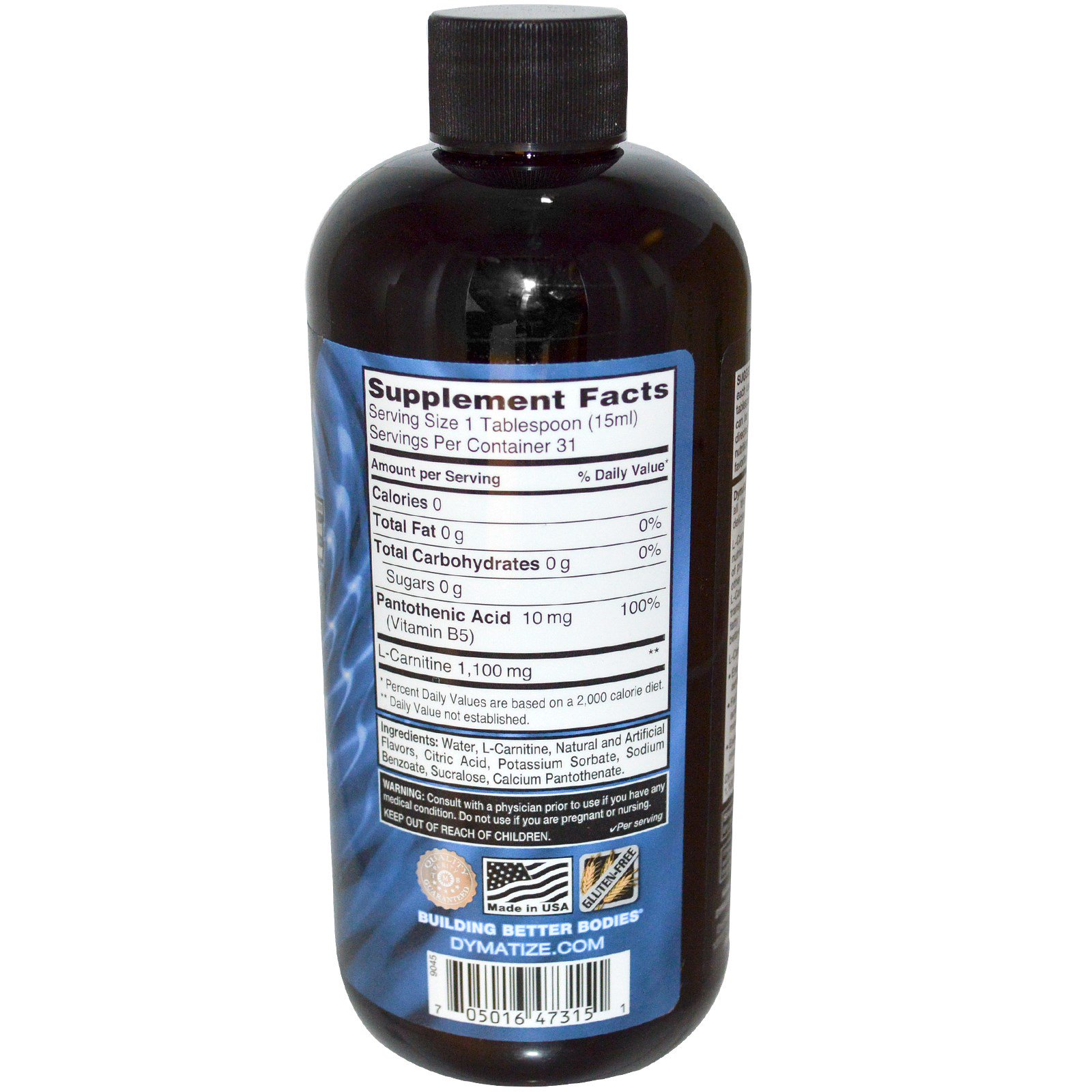 Dymatize Nutrition, Liquid LCarnitine, Advanced Metabolic Support