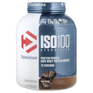 Dymatize, ISO100® Hydrolyzed, 100% Whey Protein Isolate, Fudge Brownie, 5 lb (2.3 kg)