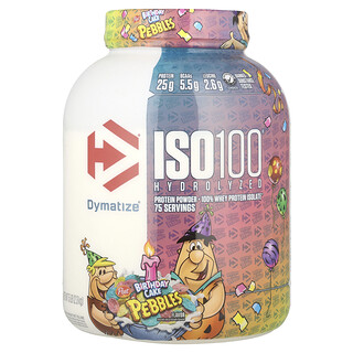 Dymatize, ISO100® hidrolizado, 100 % aislado de proteína de suero de leche, Pastel de cumpleaños, 2,3 kg (5 lb)