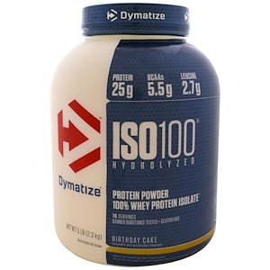 Dymatize Nutrition, ISO 100 Hydrolyzed 100% Whey Protein Isolate, Birthday Cake, 5 lb (2.3 кг)