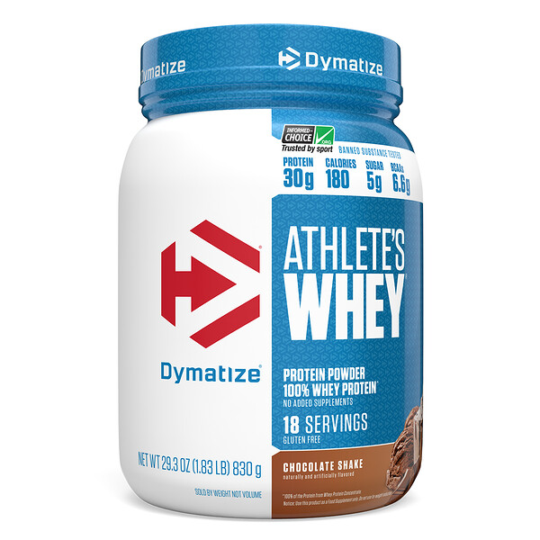 Dymatize Nutrition, Athlete’s Whey, Molkenproteinpulver, Schoko-Shake, 828 g (1,83 lb)