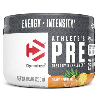 Dymatize Nutrition, Athlete's Pre, para antes de realizar ejercicio, naranja y piña, 200 g (7,05 oz)