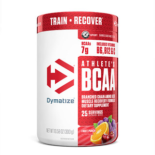 Dymatize Nutrition, Athlete's BCAA, аминокислоты с разветвленной цепью для физической активности, фруктовый пунш, 300 г (10,58 унций)