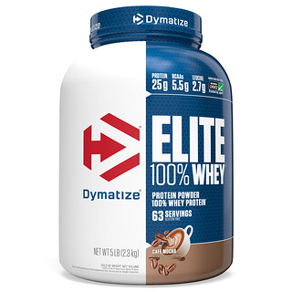 Dymatize Nutrition, Elite, порошок 100% сывороточного протеина, кофе мокко, 2,27 кг (5 фунтов)