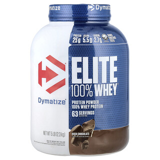 Dymatize, Elite 100% Whey®, протеїновий порошок, насичений шоколад, 2,3 кг (5 фунтів)
