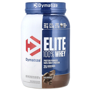 Dymatize, Elite 100% Whey®, протеїновий порошок, насичений шоколад, 907 г (2 фунти)