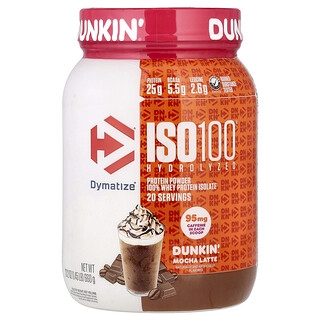 Dymatize, ISO100® Hydrolysed, 100% Whey Protein Isolate, Dunkin’ Mocha Latte, 1.45 lb (660 g)