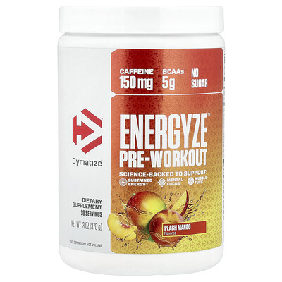 Dymatize, Preentrenamiento Energyze™, Melocotón y mango, 370 g (13 oz)