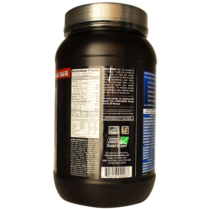 Dymatize Nutrition, Elite Fusion 7, Anytime Protein Nutrition, Rich