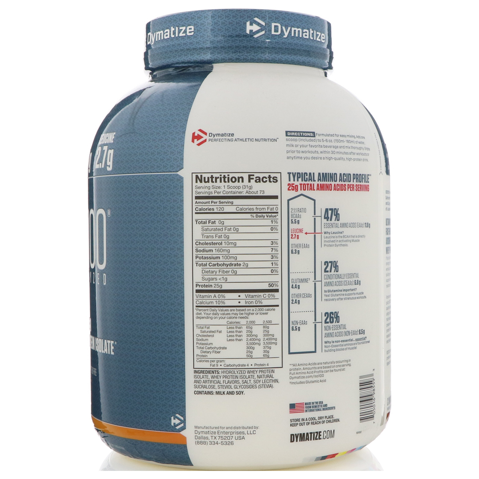 Dymatize Nutrition, ISO100 Hydrolyzed, 100 Whey Protein Isolate
