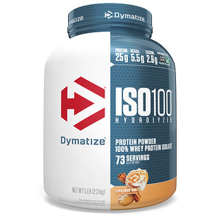 Dymatize Nutrition, ISO100 proteína hidrolizada extraída de 100% suero de leche, bollo de canela de 2.3 kg