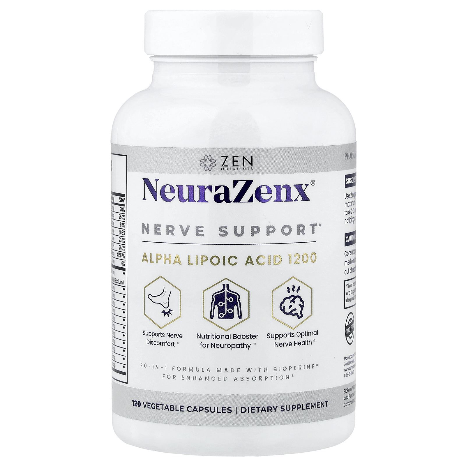 その他 Neru NeuraZenx®, Nerve Support, 120 Vegetable Capsules