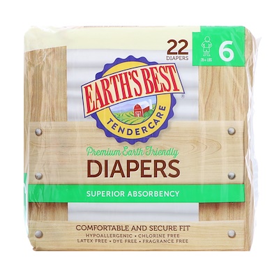 

TenderCare, Premium Earth Friendly, Diapers, Size 6, 35 + lbs, 22 Diapers