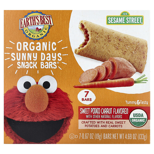 Earth's Best, Organic Sunny Days Snack Bars®, 2 Years and Up, Sweet Potato, Carrot, 7 Bars, 0.67 oz (19 g) Each