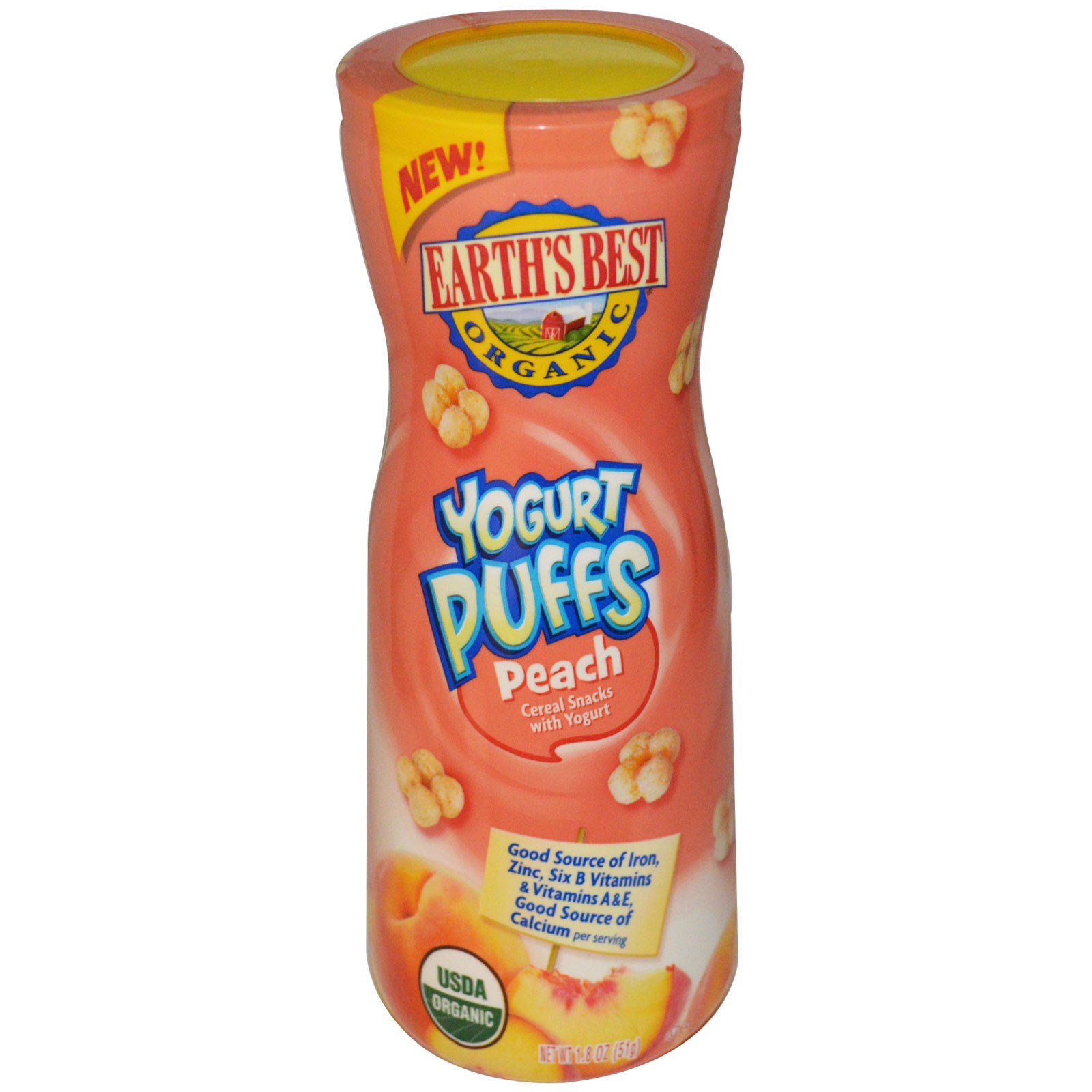 Earth�s Best, Organic, Yogurt Puffs, Peach, 1.8 oz (51 g