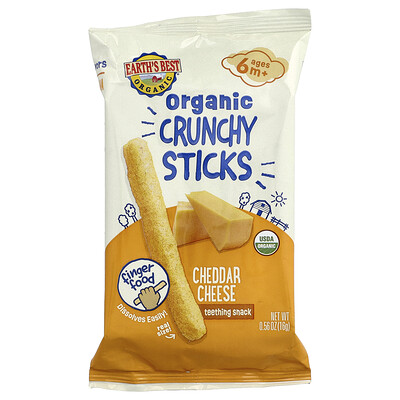 Earth's Best, Palitos crujientes orgánicos, 6 meses en adelante, Queso cheddar, 16 g (0,56 oz)