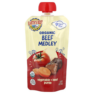 Earth's Best, Vegetales orgánicos y puré de res, 9 meses en adelante, Surtido de reses, 113 g (4 oz)