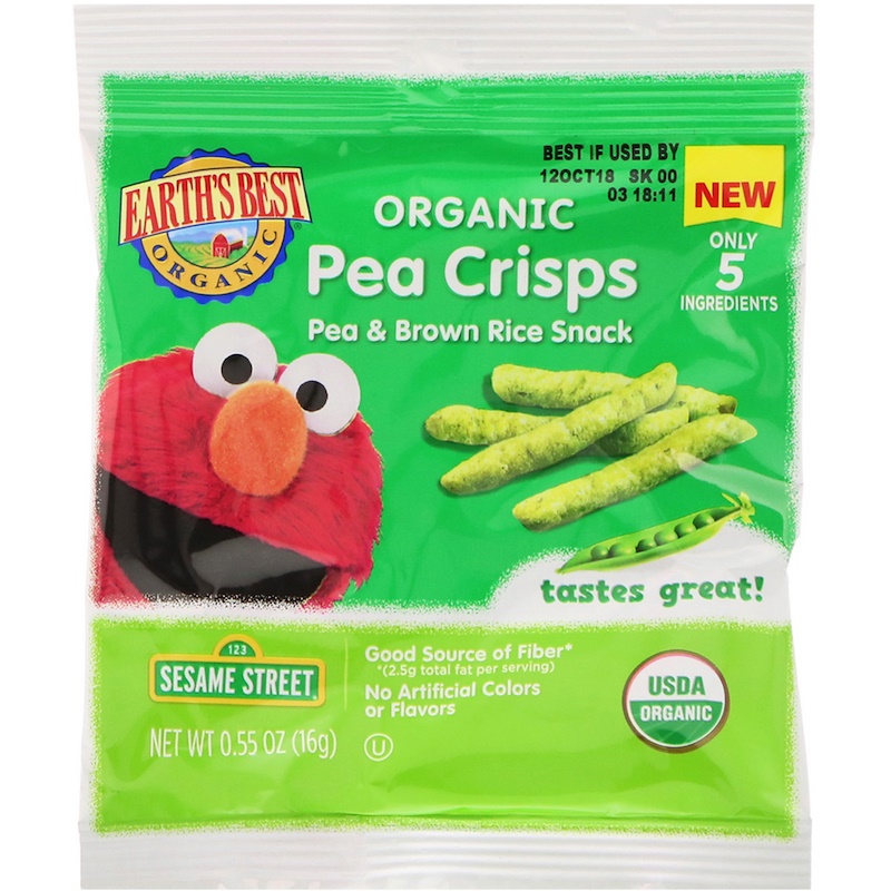 Earth's Best, Sesame Street, Organic Pea Crisps, Pea & Brown Rice Snack