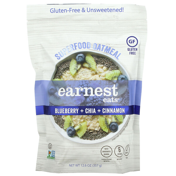 Earnest Eats, Superfood Haferflocken, Blaubeere + Chia + Zimt, 12,6 oz (357 g)