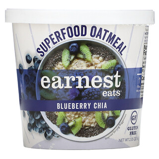 Earnest Eats, Superalimento de aveia em copo, Blueberry + Chia + Canela, Superalimento com Blueberry e Chia, 2.35 oz (67 g)