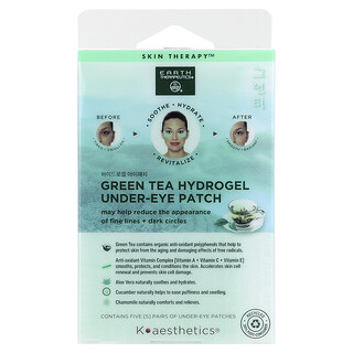 Earth Therapeutics, Green Tea Hydrogel Under-Eye Patch, 5 Pairs