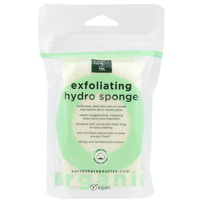 Earth Therapeutics, Hidroesponja exfoliante, Rectangular`` 1 esponja