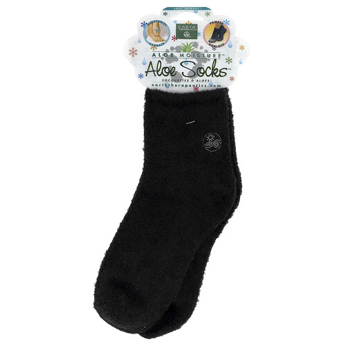 Earth Therapeutics, Aloe Moisture™, Aloe Socks™, Svart, 1 par