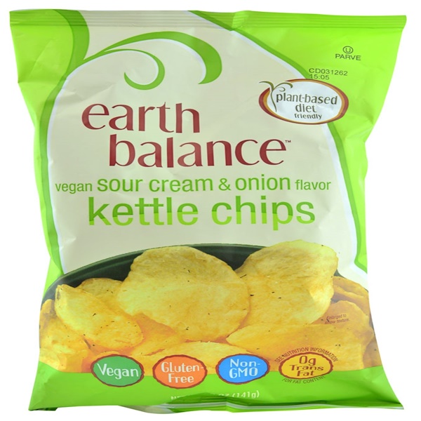 Earth Balance, Vegan Kettle Chips, Sour Cream & Onion, 5.0 oz (141 g ...