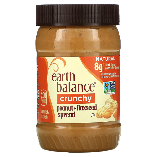 Earth Balance, Peanut + Flaxseed Spread, Crunchy, 16 oz (453 g)
