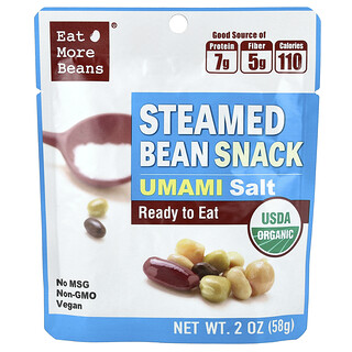 Eat More Beans, Ångkokt bönsnacks, umamisalt, 58 g