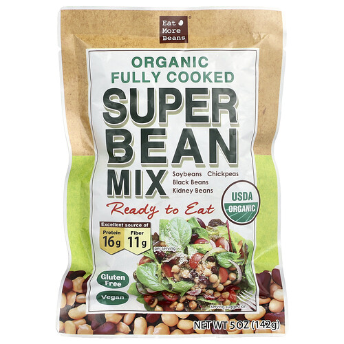 Eat More Beans Organic Fully Cooked Super Bean Mix, 5 oz (142 g)