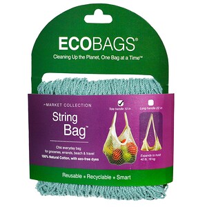 Экобэгс, Market Collection, String Bag, Tote Handle 10 in, Washed Blue, 1 Bag отзывы покупателей