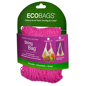 Экобэгс, Market Collection, String Bag, Long Handle 22 in, Fuchsia, 1 Bag отзывы