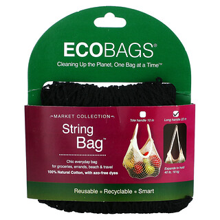 ECOBAGS, Market Collection, String Bag, Long Handle 22 in, Black, 1 Bag