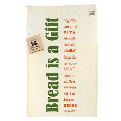 ECOBAGS Органическая многоразовая сумка для хлеба из набивной хлопчатобумажной ткани, 1 сумка, ширина 11,5 х высота 18