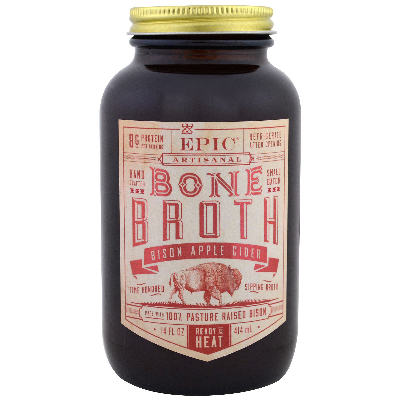 Epic Bar, Artisanal Bone Broth, Bison Apple Cider, 14 fl oz (414 ml) iHerb
