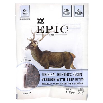 Epic Bar Bites, стейк из оленины с говядиной, 71 г (2,5 унции)
