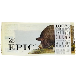 Отзывы о Эпик Бар, Uncured Bacon, Pork + Maple Bar, 12 Bars, 1.5 oz (43 g) Each