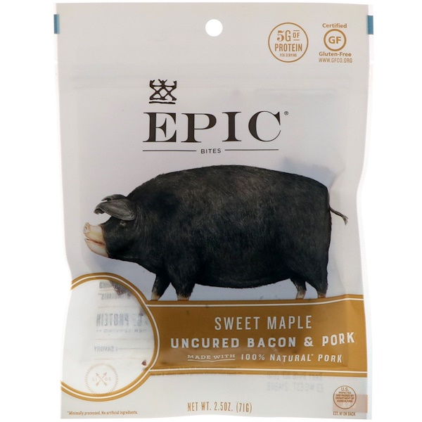 Epic Bar, Bites, Uncured Bacon & Pork, Sweet Maple, 2.5 oz (71 g) iHerb