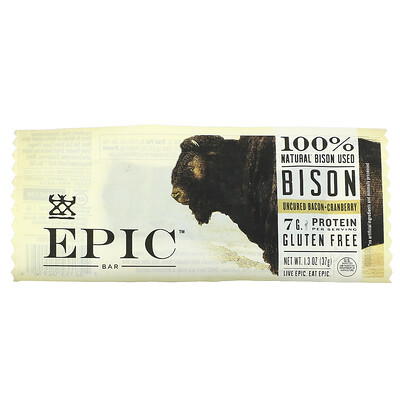 Epic Bar Bison, Uncured Bacon + Cranberry, 1 Bar, 1.3 oz (37 g)