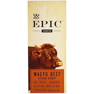 

Epic Bar Steak Strip, Wagyu Beef, 20 Strips, 0.8 oz (23 g) Each