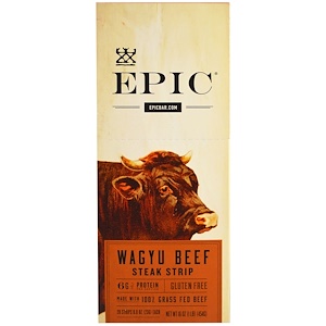 Отзывы о Эпик Бар, Wagyu Beef Steak Strip, 20 Strips, 0.8 oz (23 g) Each