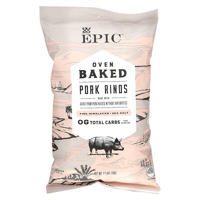 Epic Bar Oven Baked Pork Rinds Pink Himalayan + Sea Salt 2.5 oz (70 g)