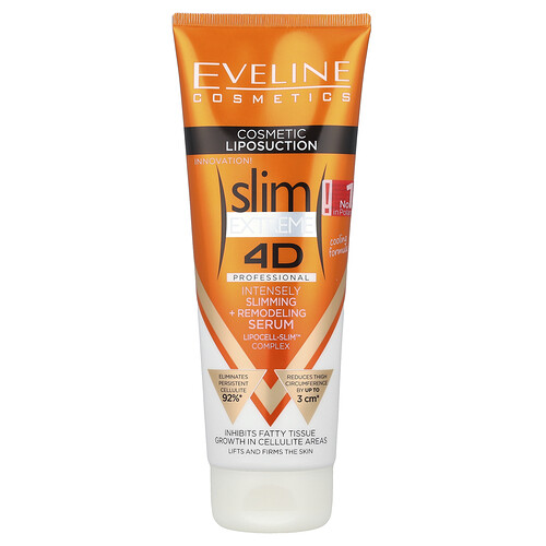 Eveline Cosmetics Slim Extreme 4D, Intensely Slimming + Remodeling Serum, 8.8 fl oz (250 ml)