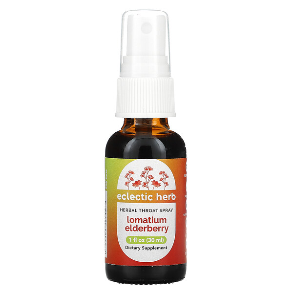 Herbal Throat Spray, Lomatium Elderberry, 1 fl oz (30 ml)