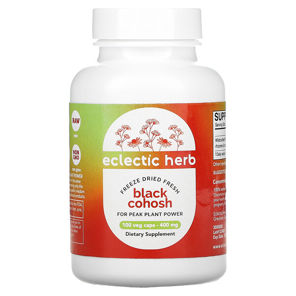 Eclectic Institute‏, Black Cohosh, 370 mg, 100  Non-GMO Veggie Caps