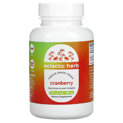 

Eclectic Institute Freeze Dried Fresh Cranberry 300 mg 120 Veg Caps